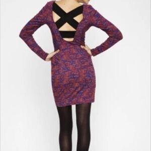 BCBGeneration Mini Bodycon Dress Women’s XS Long Sleeve Y2K Edgy Holiday Party
